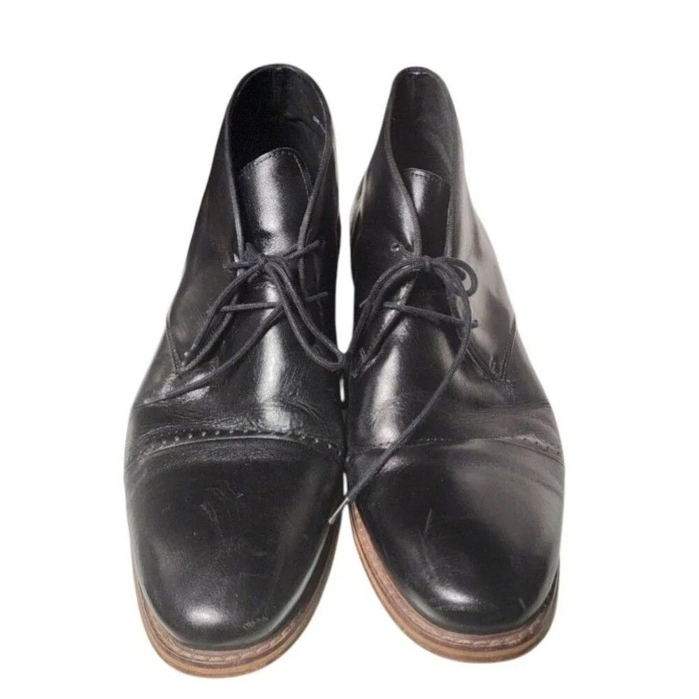 Stacy Adams Men's Ashby Cap-Toe Lace-Up Chukka Boots Size 15W Black Leather